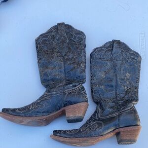 Corral Boots - Black Distressed Western Cowboy Boots